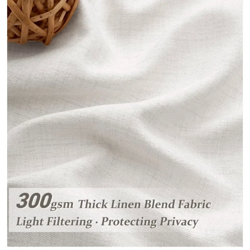 OVZME White Linen Pinch Pleated Curtains 40x72 Set of 2‎ Light Filtering 300gsm